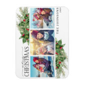 Merry Kerstmis Modern Holly Berry Photo Magnet Magneet (Verticaal)