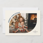 Merry Kerstmis Modern Lijst Blue Letters Feestdagenkaart (Voorkant)