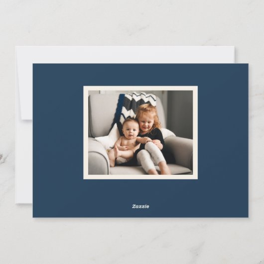 Merry Kerstmis Modern Lijst Blue Letters Feestdagenkaart (Achterkant)