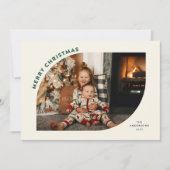 Merry Kerstmis Modern Lijst Green Letters Feestdagenkaart (Voorkant)