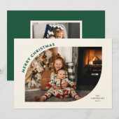 Merry Kerstmis Modern Lijst Green Letters Feestdagenkaart (Voorkant / Achterkant)