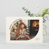 Merry Kerstmis Modern Lijst Green Letters Feestdagenkaart (Staand voorkant)