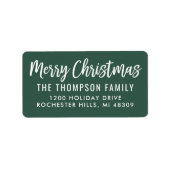 Merry Kerstmis Modern Manuscript Green Return Adre Etiket (Voorkant)