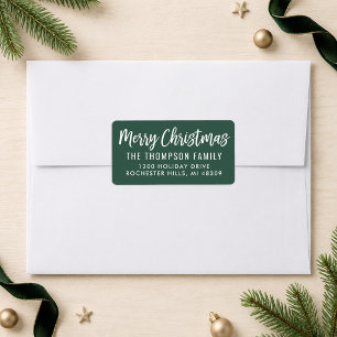 Merry Kerstmis Modern Manuscript Green Return Adre Etiket