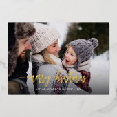 Merry Kerstmis Modern One-foto Folie Feestdagenkaart (Voorkant)