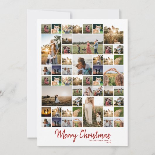 Merry Kerstmis Modern Photo Collage Feestdagenkaart (Voorkant)