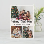 Merry Kerstmis Modern Photo Collage Feestdagenkaart (Staand voorkant)