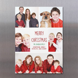 Merry Kerstmis Modern Photo Collage Magnet Card