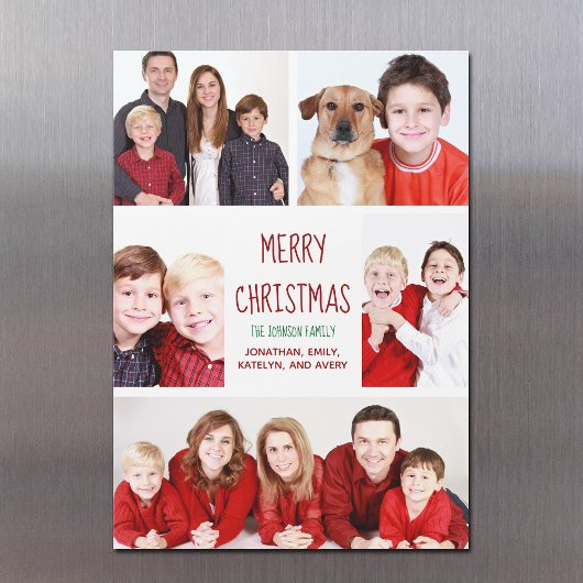 Merry Kerstmis Modern Photo Collage Magnet Card