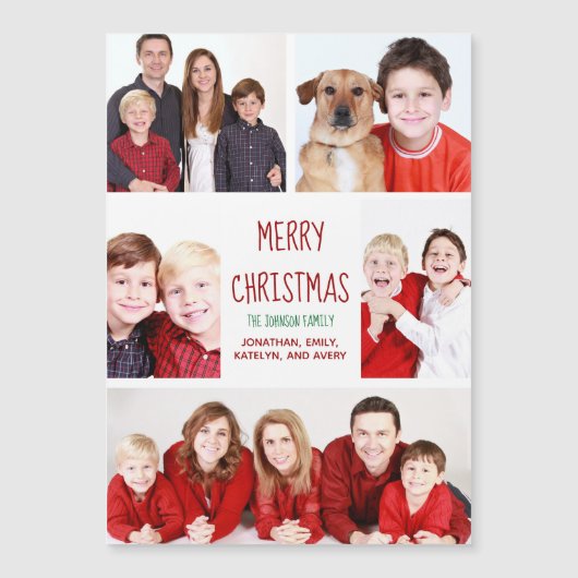 Merry Kerstmis Modern Photo Collage Magnet Card (Voorkant)