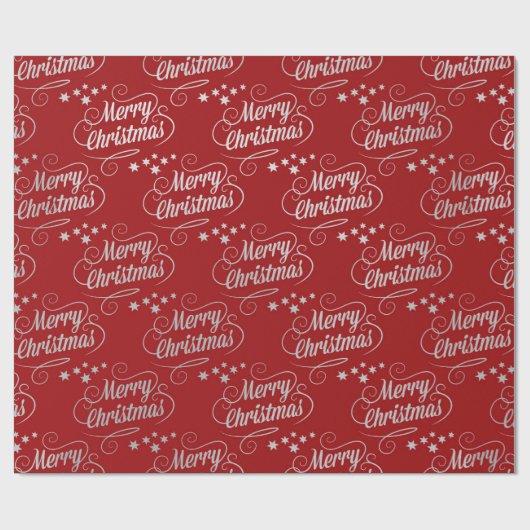 Merry Kerstmis Modern Red Calligraphy Script Cadeaupapier (Vlak)