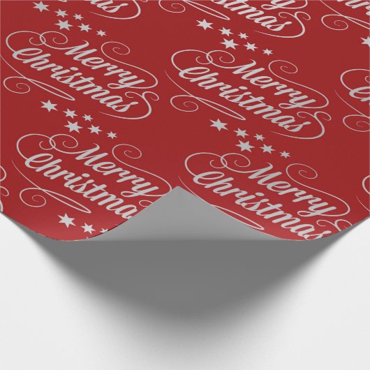 Merry Kerstmis Modern Red Calligraphy Script Cadeaupapier (Hoek)