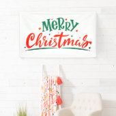 Merry Kerstmis Modern Red Green Script Spandoek (Insitu)