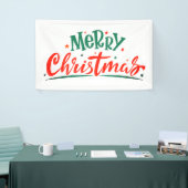 Merry Kerstmis Modern Red Green Script Spandoek (Beurs)