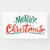 Merry Kerstmis Modern Red Green Script Spandoek (Horizontaal)