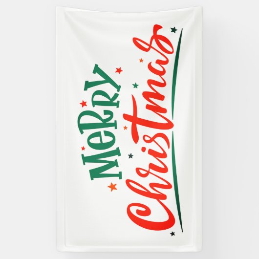 Merry Kerstmis Modern Red Green Script Spandoek (Verticaal)