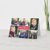 Merry Kerstmis Modern Red Photo Collage Feestdagen Kaart (Voorkant)