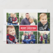 Merry Kerstmis Modern Red Photo Collage Feestdagenkaart (Voorkant)