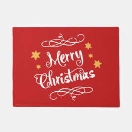 Merry Kerstmis Modern Red White Typografie Deurmat