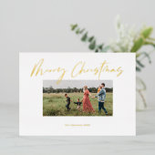 Merry Kerstmis Modern Scrip Folie Feestdagenkaart (Staand Voorkant)