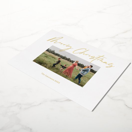 Merry Kerstmis Modern Scrip Folie Feestdagenkaart (Gedraaid)