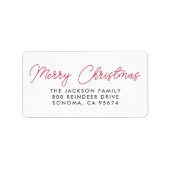 Merry Kerstmis Modern Script Etiket (Voorkant)