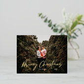 Merry Kerstmis Modern Script Folie Feestdagen Briefkaart (Staand Voorkant)