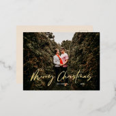 Merry Kerstmis Modern Script Folie Feestdagen Briefkaart (Voorkant / Achterkant)