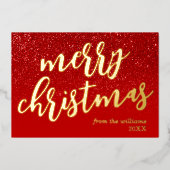 Merry Kerstmis Modern Script Non-Foto Folie Feestdagenkaart (Voorkant)