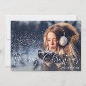 Merry Kerstmis Modern Script Photo 2-kaart (Voorkant)