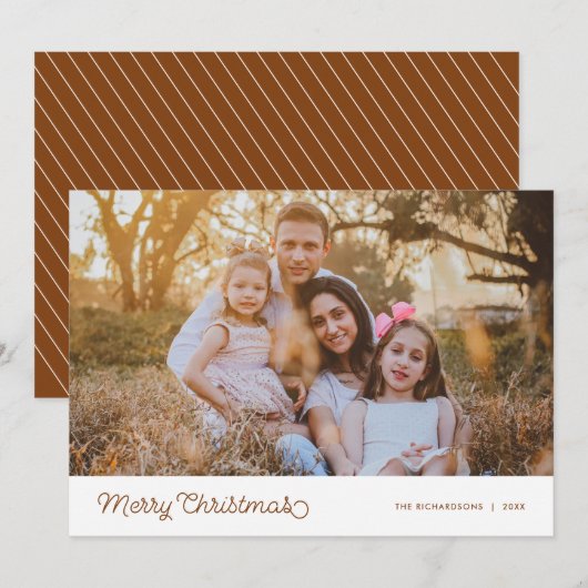 Merry Kerstmis Modern Script Photo Feestdagenkaart (Voorkant / Achterkant)