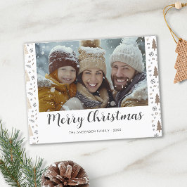 Merry Kerstmis Modern Script Photo Feestdagenkaart