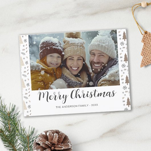 Merry Kerstmis Modern Script Photo Feestdagenkaart