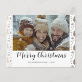 Merry Kerstmis Modern Script Photo Feestdagenkaart (Voorkant)