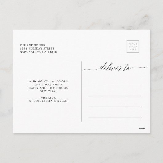 Merry Kerstmis Modern Script Photo Feestdagenkaart (Achterkant)