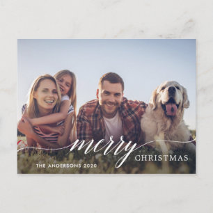 Merry Kerstmis Modern Script Photo Feestdagenkaart