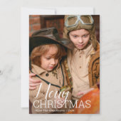 Merry Kerstmis Modern Script Photo Feestdagenkaart (Voorkant)