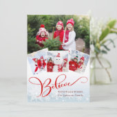 Merry Kerstmis Modern Script PHOTO Greeting Feestdagenkaart (Staand voorkant)