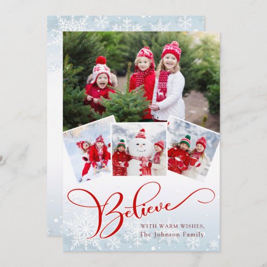 Merry Kerstmis Modern Script PHOTO Greeting Feestdagenkaart (Voorkant / Achterkant)