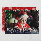 Merry Kerstmis Modern Script PHOTO Greeting Feestdagenkaart (Voorkant / Achterkant)