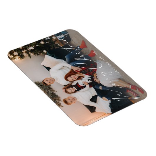 Merry Kerstmis Modern Script Photo Magneet (Rechterzijde)