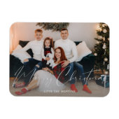 Merry Kerstmis Modern Script Photo Magneet (Horizontaal)