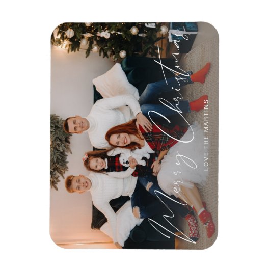 Merry Kerstmis Modern Script Photo Magneet (Verticaal)