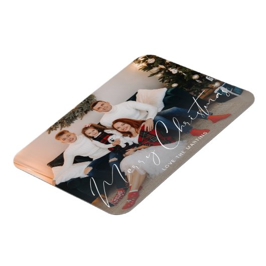 Merry Kerstmis Modern Script Photo Magneet (Linkerzijde)