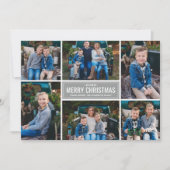 Merry Kerstmis Modern Silver Photo Collage Feestdagenkaart (Voorkant)