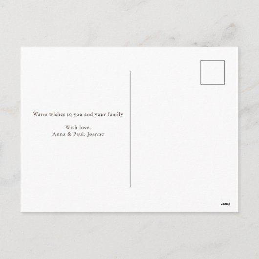 Merry Kerstmis Modern Snowy Winter Green Foto Feestdagenkaart (Achterkant)