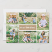 Merry Kerstmis Modern Tan Photo Collage Feestdagenkaart (Voorkant)