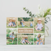Merry Kerstmis Modern Tan Photo Collage Feestdagenkaart (Staand voorkant)