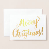 Merry Kerstmis Modern Typografiescript Folie Kaarten (Voorkant met envelop)