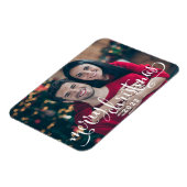 Merry Kerstmis Modern White Script-foto Magneet (Linkerzijde)